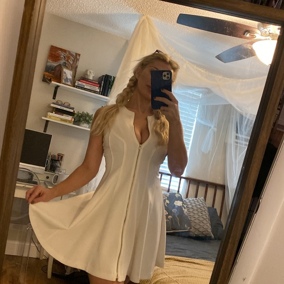 Bar III Zip Up White Dress Small - Picture 4 of 9